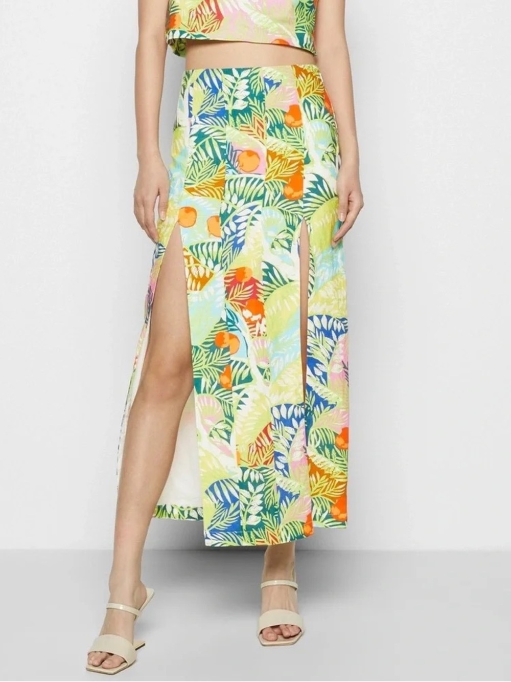 New! Staud Floral Beach Linen Midi Skirt 🌿🌼 Size 10